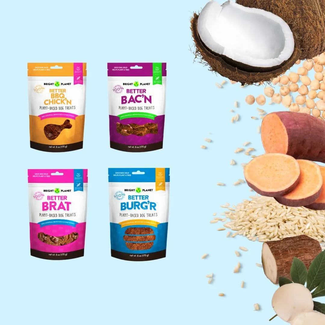 | Plant-Based Vegan Dog Treats - 6oz | Sustainable Natural Clean Label | Low-Calorie Soft Veggie Dog Treats | Made in USA