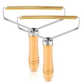 2 Pack Reusable Metal Lint Remover Tool  Durable Pet Hair Remover Tool with Wooden Handle | Portable Fabric Shaver Fuzz Cleaner for Clothes, Carpet & Furniture, Couch, Rugs, Car Seats & Upholstery