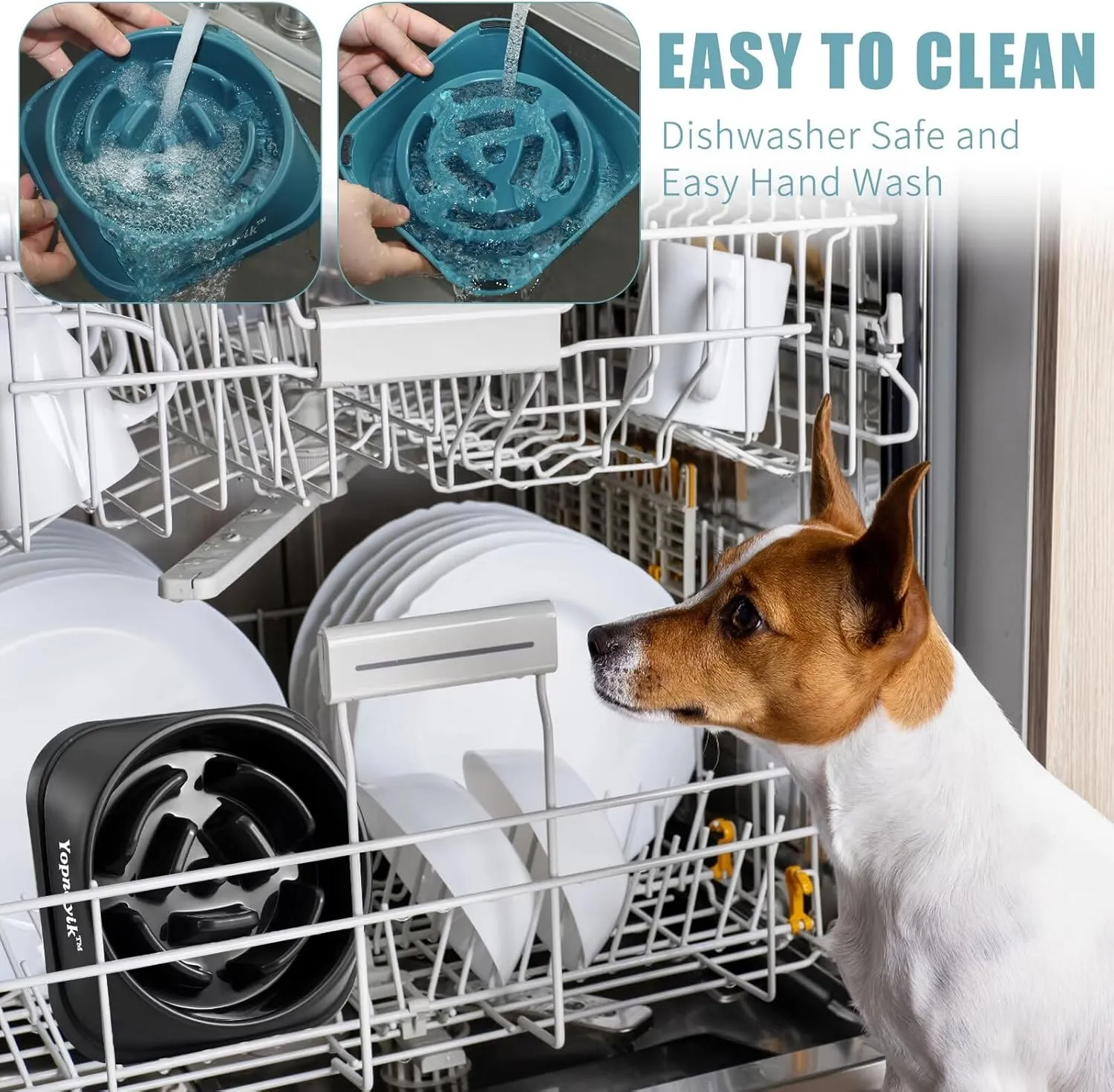 2 Pack Slow Feeder Dog Bowls for Healthy Eating, Non-Slip and Anti-Choking Design, Reduces Bloating & Overeating for Small & Medium Dogs and Cats, Easy to Clean