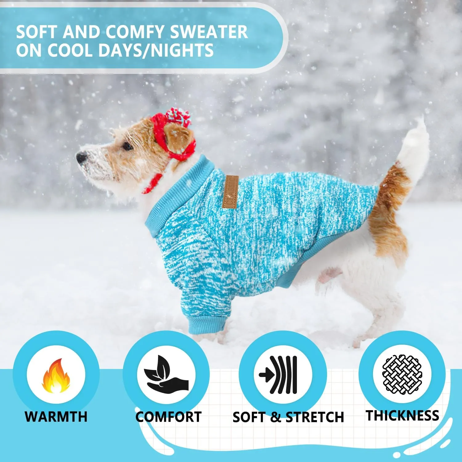 2 Pieces Dog Sweaters for Small Dogs Fall Clothes Male Winter Fleece Puppy Sweater Warm Thick Outfit Pet Small Dog Sweater for Boy Girl Yorkie Chihuahua,XS