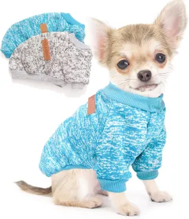 2 Pieces Dog Sweaters for Small Dogs Fall Clothes Male Winter Fleece Puppy Sweater Warm Thick Outfit Pet Small Dog Sweater for Boy Girl Yorkie Chihuahua,XS