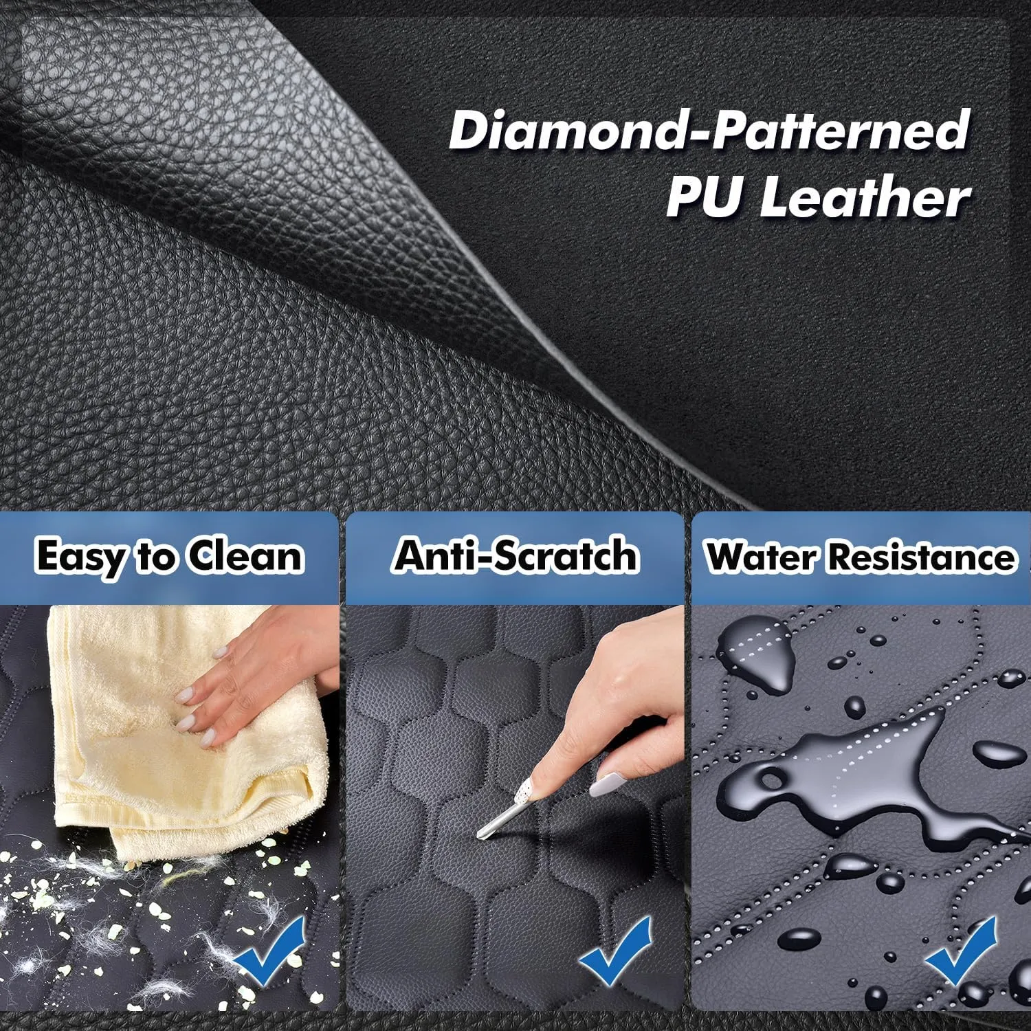 3-in-1 Convertible PU Leather Dog Car Seat Extender & Booster Seat  400lb Capacity, Waterproof, Hard Bottom, Scratch-Proof Hammock for Cars & SUVs-L