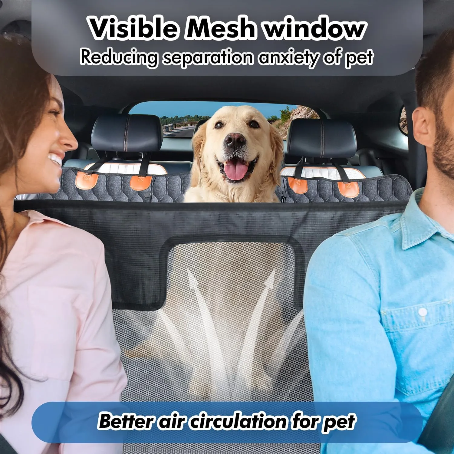 3-in-1 Convertible PU Leather Dog Car Seat Extender & Booster Seat  400lb Capacity, Waterproof, Hard Bottom, Scratch-Proof Hammock for Cars & SUVs-L