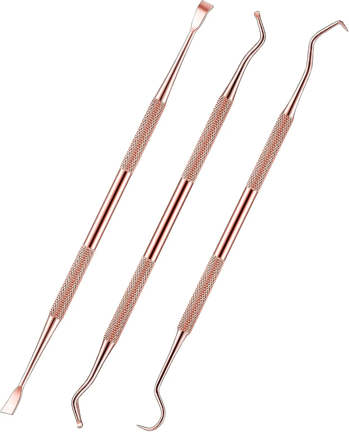 3 Pieces Dog Dental Tooth Scaler and Scraper Stainless Double Headed Tarter Removing Tool Scraper Pet Teeth Cleaning Tools for Dog and Cat (Rose Gold)