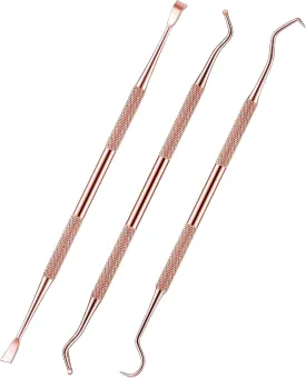 3 Pieces Dog Dental Tooth Scaler and Scraper Stainless Double Headed Tarter Removing Tool Scraper Pet Teeth Cleaning Tools for Dog and Cat (Rose Gold)