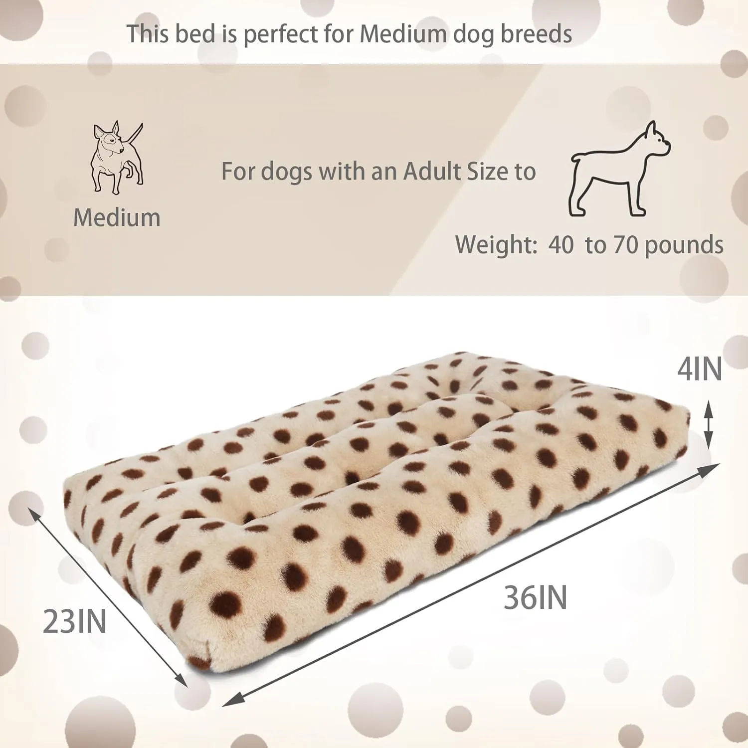 36 Inch Dog Crate Bed Washable Anti-Slip Short Plush Fits Dog Bed 36x23 Crate Beds for Medium Dogs, Camel