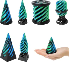 3D Printed Fidget Toys,3 Packs Impossible Cone Stuff Pyramid Passthrough Cool Spinners Sensory Stress Anxiety Relief Mini Vortex Thread Illusion Desktop Decor Souvenir Gifts Birthday Office