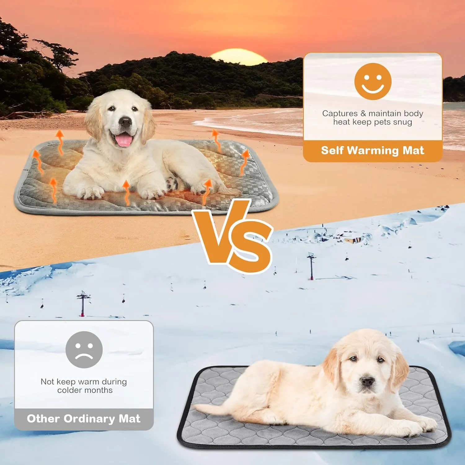 4 Pack Self Warming Cat Mat Self Heating Cat Pad Warm Thermal Pet Bed Washable Dog Crate Pad Body Heat Dog Bed Mat Blanket Non Slip Bottom for Outdoor Indoor Pets