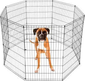 42 Inches Folding Metal Pet Dog Exercise Pen Indoor Outdoor Wire Animal Playpen, 8 Panels