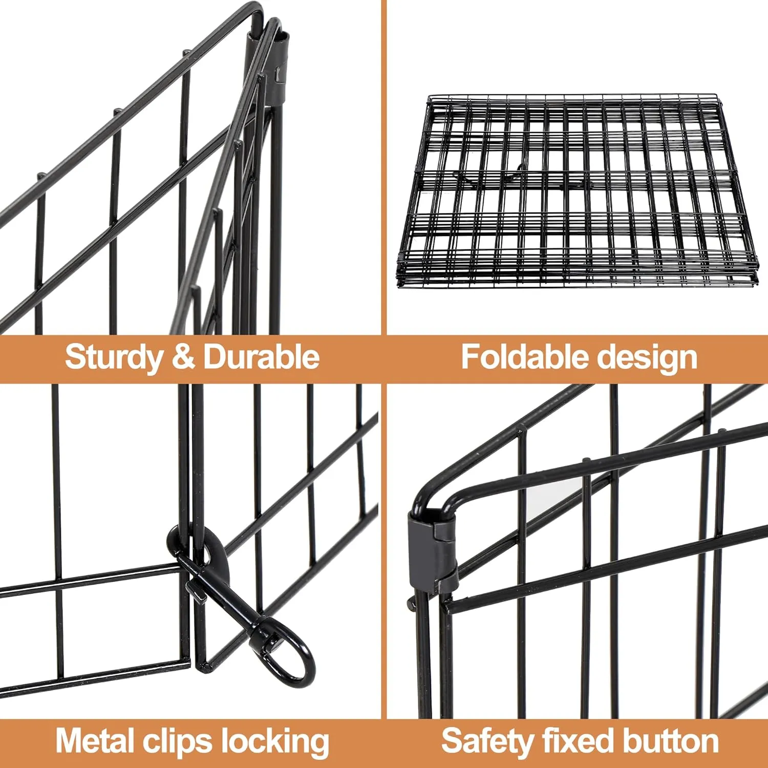 42 Inches Folding Metal Pet Dog Exercise Pen Indoor Outdoor Wire Animal Playpen, 8 Panels