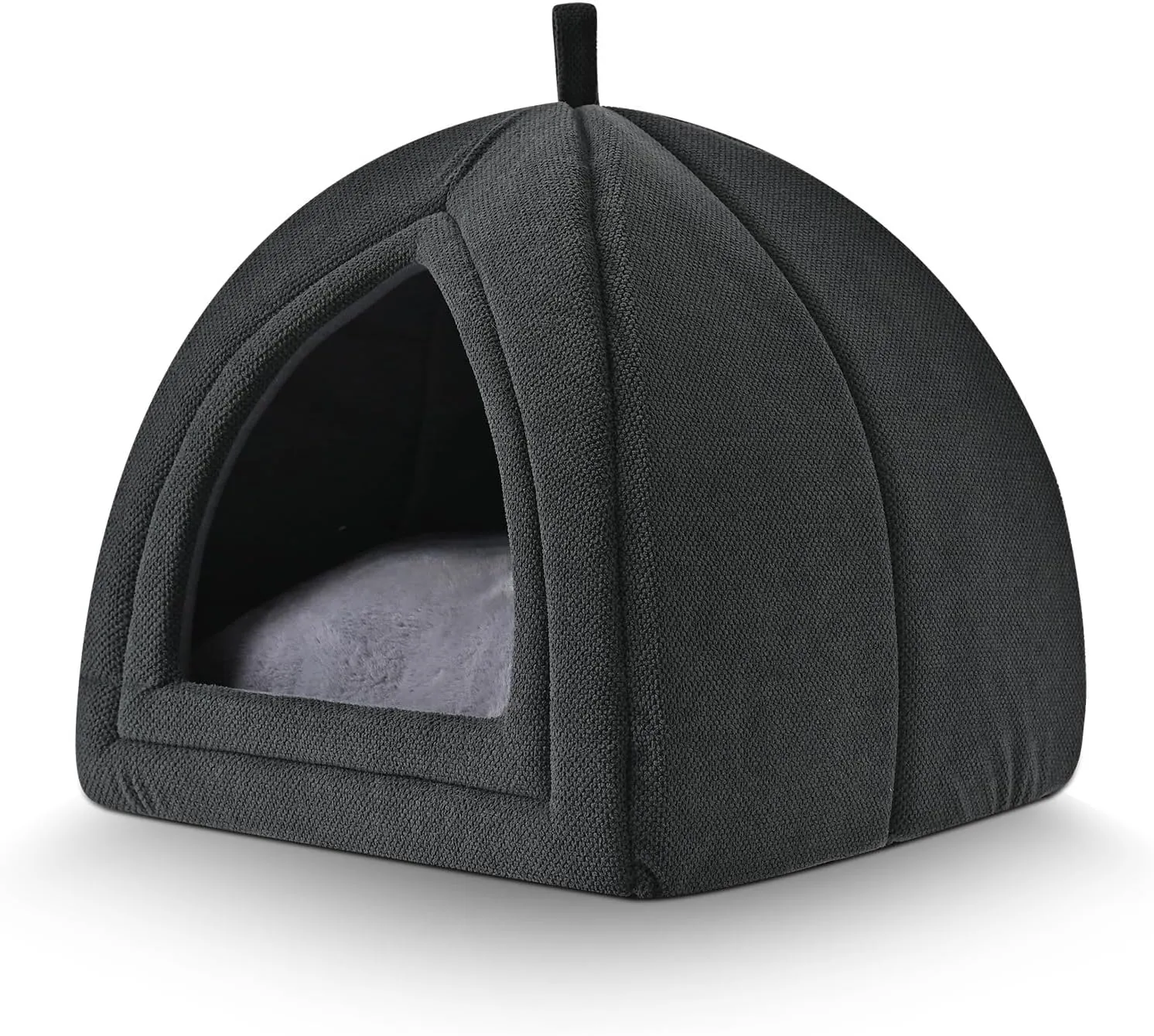 Amazon Basics Cat Cave Bed, 2-in-1 Foldable House for Indoor Cats, with Washable Cushion and Non-Slip Base, Large