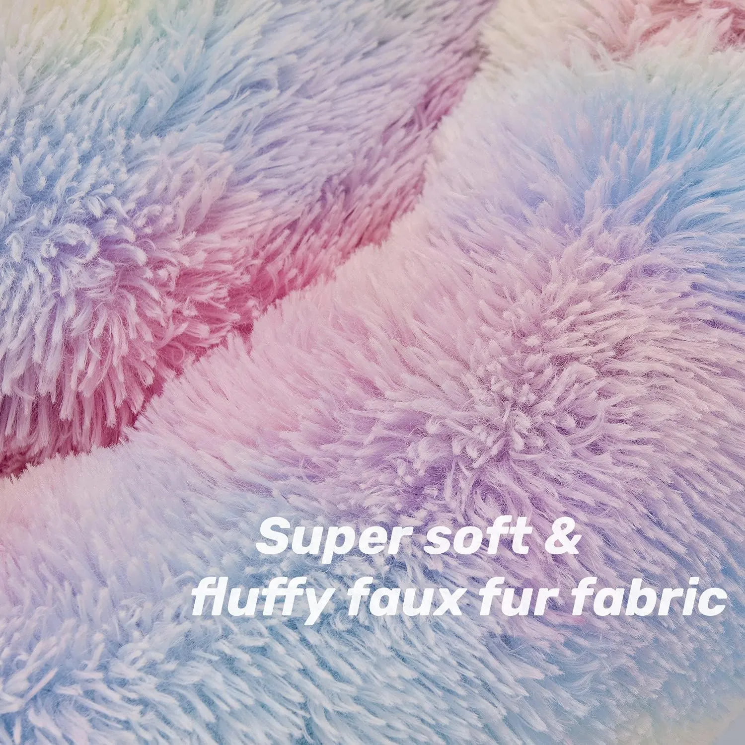 Anti Anxiety Round Fluffy Plush Faux Fur Warm Washable Dog Bed & Cat Bed, Original Bed for Small Medium Large Pets,Used to Relieve Joints and Improve Sleep20"/24"/27'' (24", Rainbow)