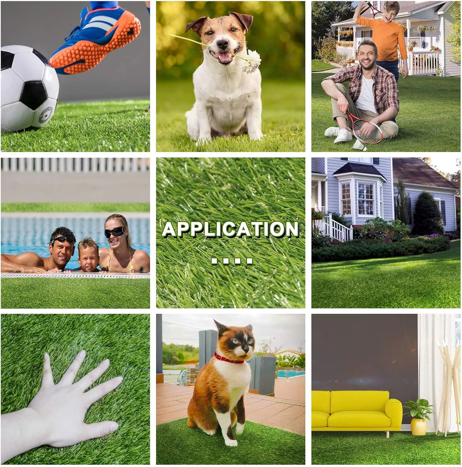 Artificial Grass, Pee Pads with Drain Holes,1.37" Height 4-Tone Realistic PP/PE Grass Mat, Fake Grass Turf for Home/Office/Patios Beach Camping Pets/Dogs (3.3x5ft)