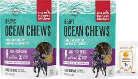 Aurora Pet Bundle Pack (2) Ocean Chews Wolfish Skins Dehydrated Dog Treats (6-oz Pouches) with AuroraPet Wipes