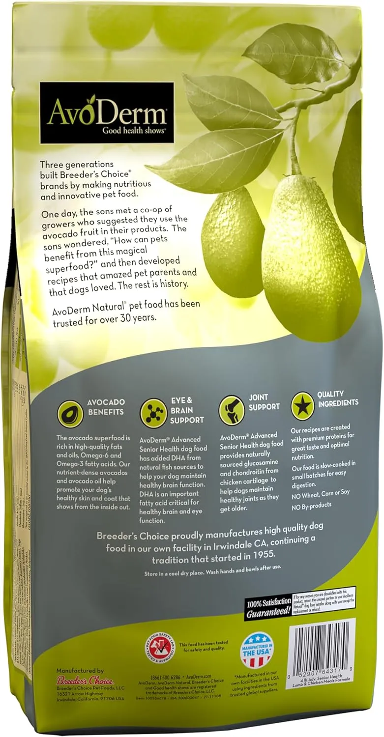 AvoDerm Natural Advanced Senior Health Grain Free Lamb Formula Dry Dog Food 4 lb