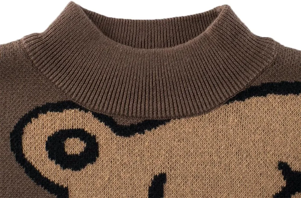 Baby Boys Knit Sweater Round Striped Cotton Cartoon Animal Pullover Sweatshirt