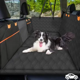 Back Seat Extender for Dogs - Extra 40% Space, Dog Car Seat Cover Hard Bottom Holds 400lbs, Waterproof Dog Hammock & Car Seat Cover with Mesh Window, Perfect Travel Bed for Cars, SUVs
