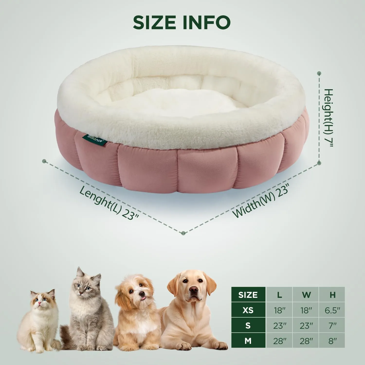 BALANCE Round Cat Beds for Indoor Cats - Donut Dog Beds for Small Dogs, Washable Pet Bed for Puppy and Kitten with Anti-Slip Bottom