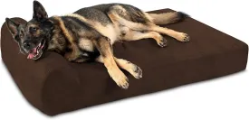 Barker Beds Headrest Extra Large Dog Bed (XL, Chocolate)  7" Thick Soft & Comfortable Orthopedic Cushion  XL Dog Bed  Washable Microsuede Cover  Made in USA