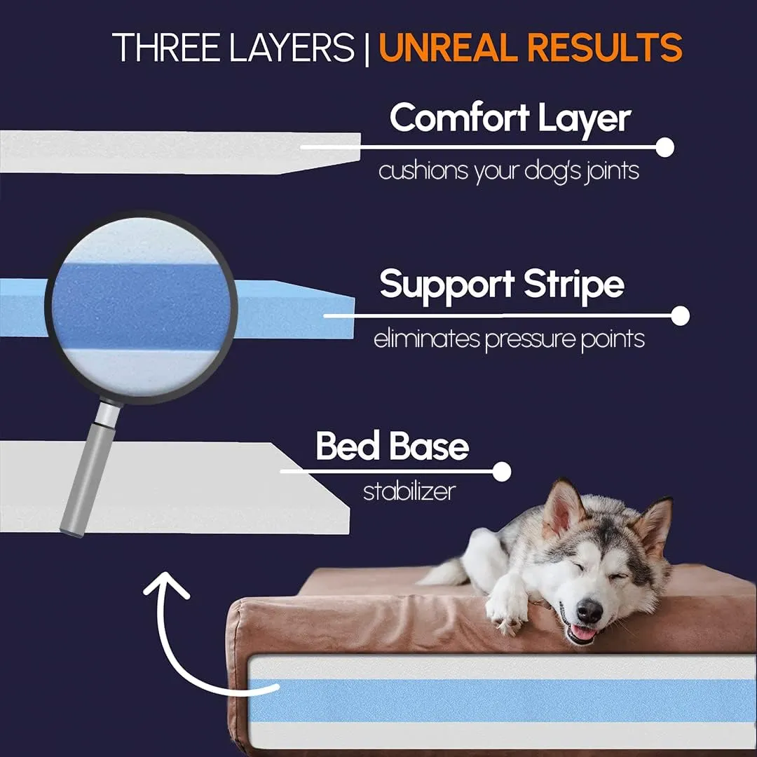 Barker Beds Headrest Extra Large Dog Bed (XL, Chocolate)  7" Thick Soft & Comfortable Orthopedic Cushion  XL Dog Bed  Washable Microsuede Cover  Made in USA