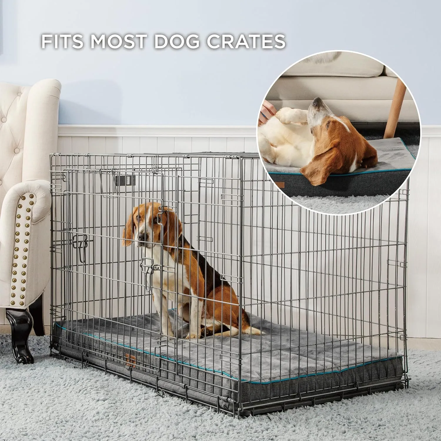 Bedsure Memory Foam Dog Bed Medium Size Dogs- Orthopedic Waterproof Pet Beds for Crate with Removable Washable Water-Resistant Cover and Nonskid Bottom - Plush Flannel Fleece Top Pet Mat, Grey