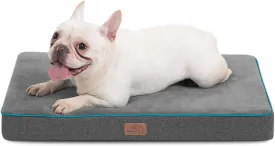Bedsure Memory Foam Dog Bed Medium Size Dogs- Orthopedic Waterproof Pet Beds for Crate with Removable Washable Water-Resistant Cover and Nonskid Bottom - Plush Flannel Fleece Top Pet Mat, Grey