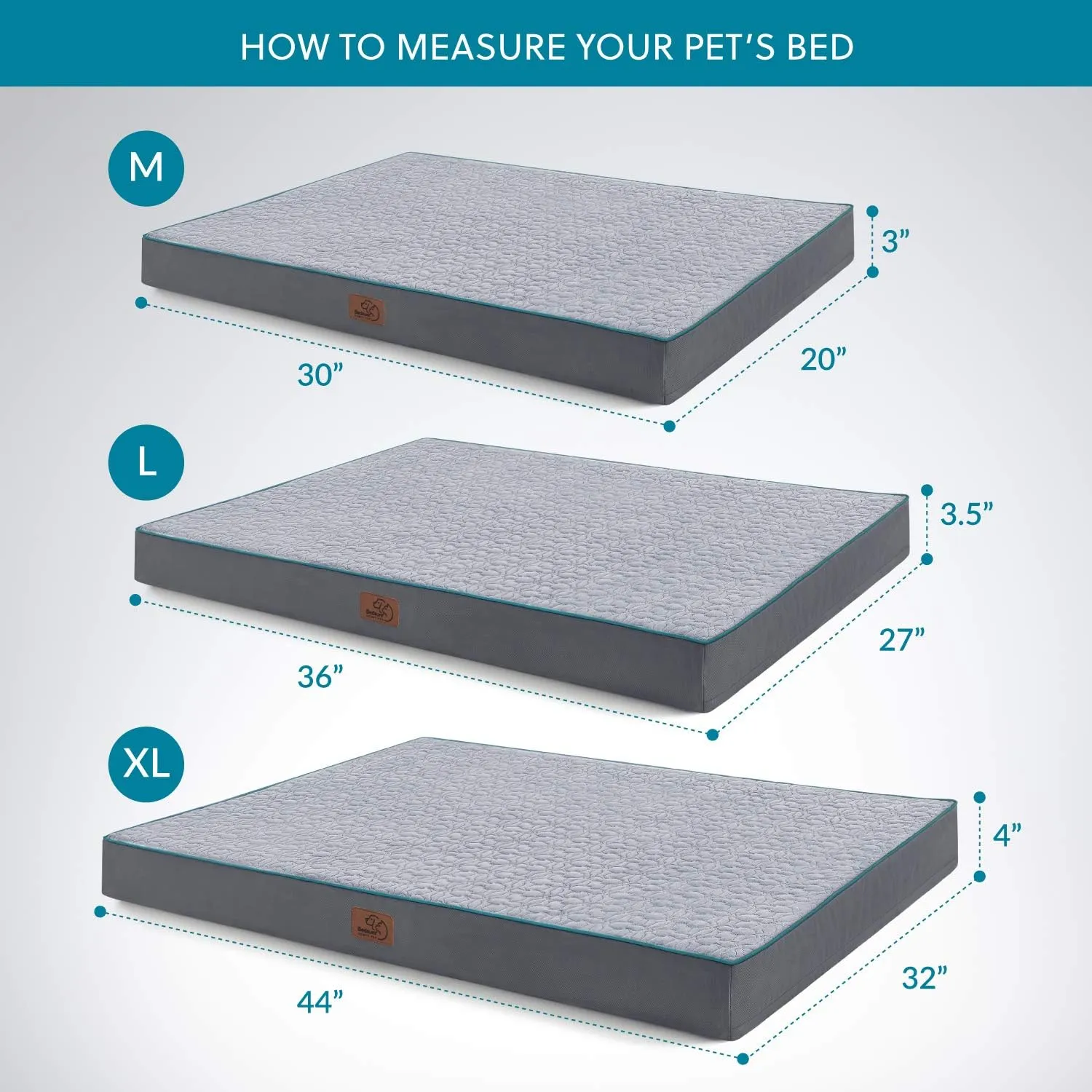 Bedsure Orthopedic Dog Bed for Large Dogs - Memory Foam Pet Mat, 2-Layer Thick Pet Mattress with Removable Washable Cover and Waterproof Lining (36x27x3.5 Inches), Grey