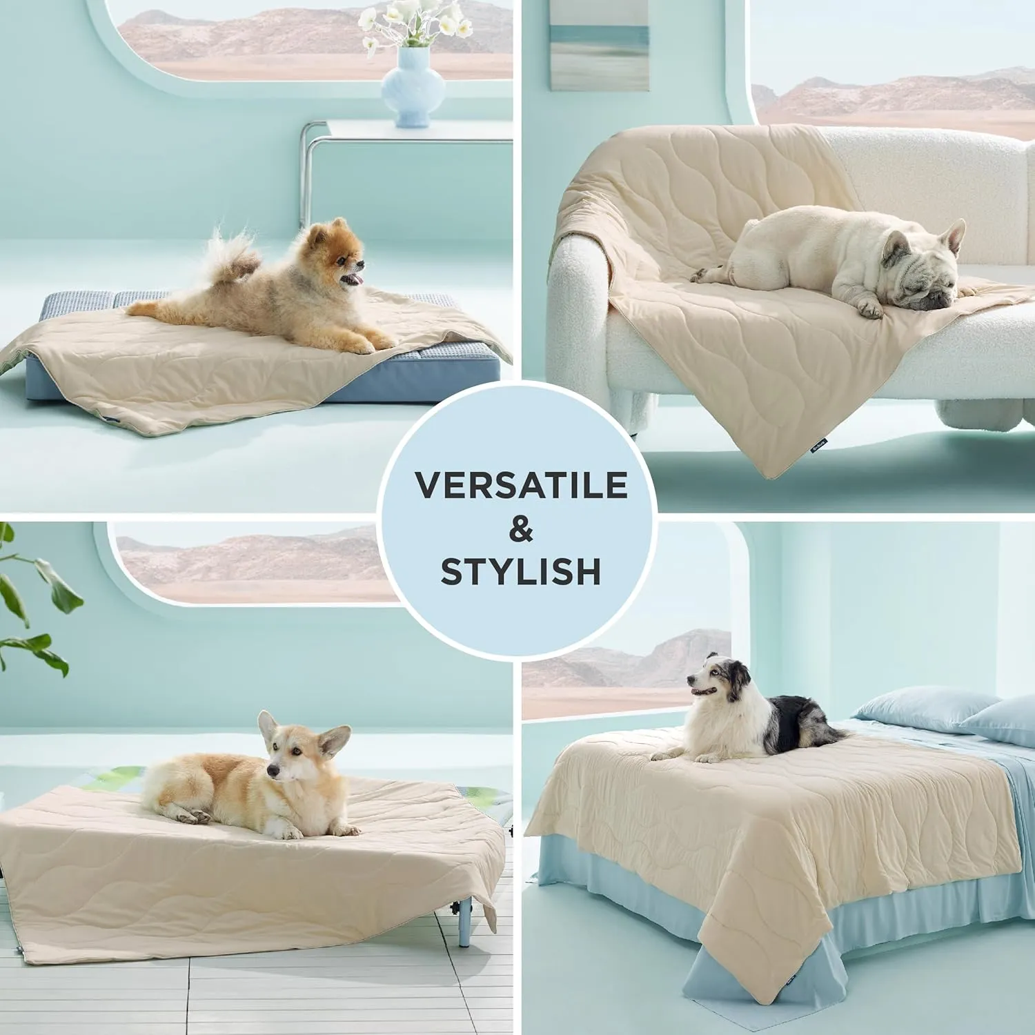 Bedsure Premium Cooling Dog Blankets for Bed - Q-MAX>0.5, Breathable Summer Washable Cold Pet Mat, Soft Durable Self Cooling Dog Mat for Hot Weather, Gentle Cream, 60x80