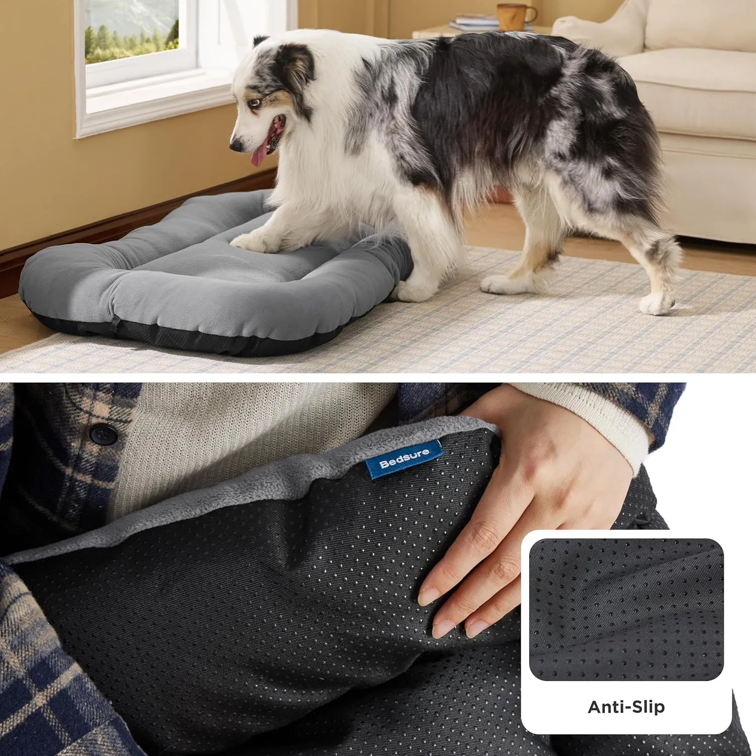Bedsure Washable Dog Crate Pad for Small Dogs, Flat Puppy Kennel Dog Bed for Crate, Ultra Soft Fleece Pet Sleeping Mat with Non-Slip Bottom, Light Grey 23"x17"