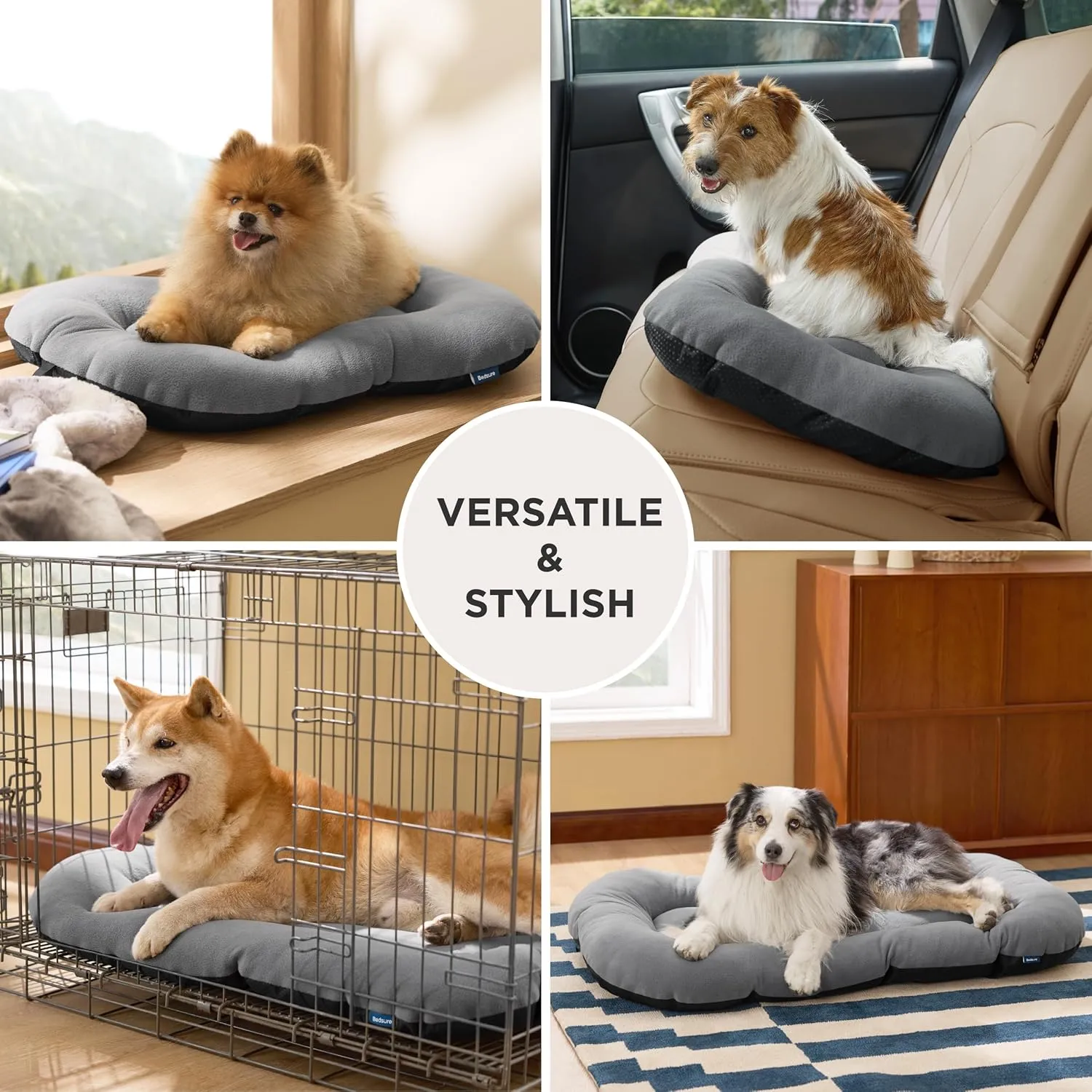 Bedsure Washable Dog Crate Pad for Small Dogs, Flat Puppy Kennel Dog Bed for Crate, Ultra Soft Fleece Pet Sleeping Mat with Non-Slip Bottom, Light Grey 23"x17"