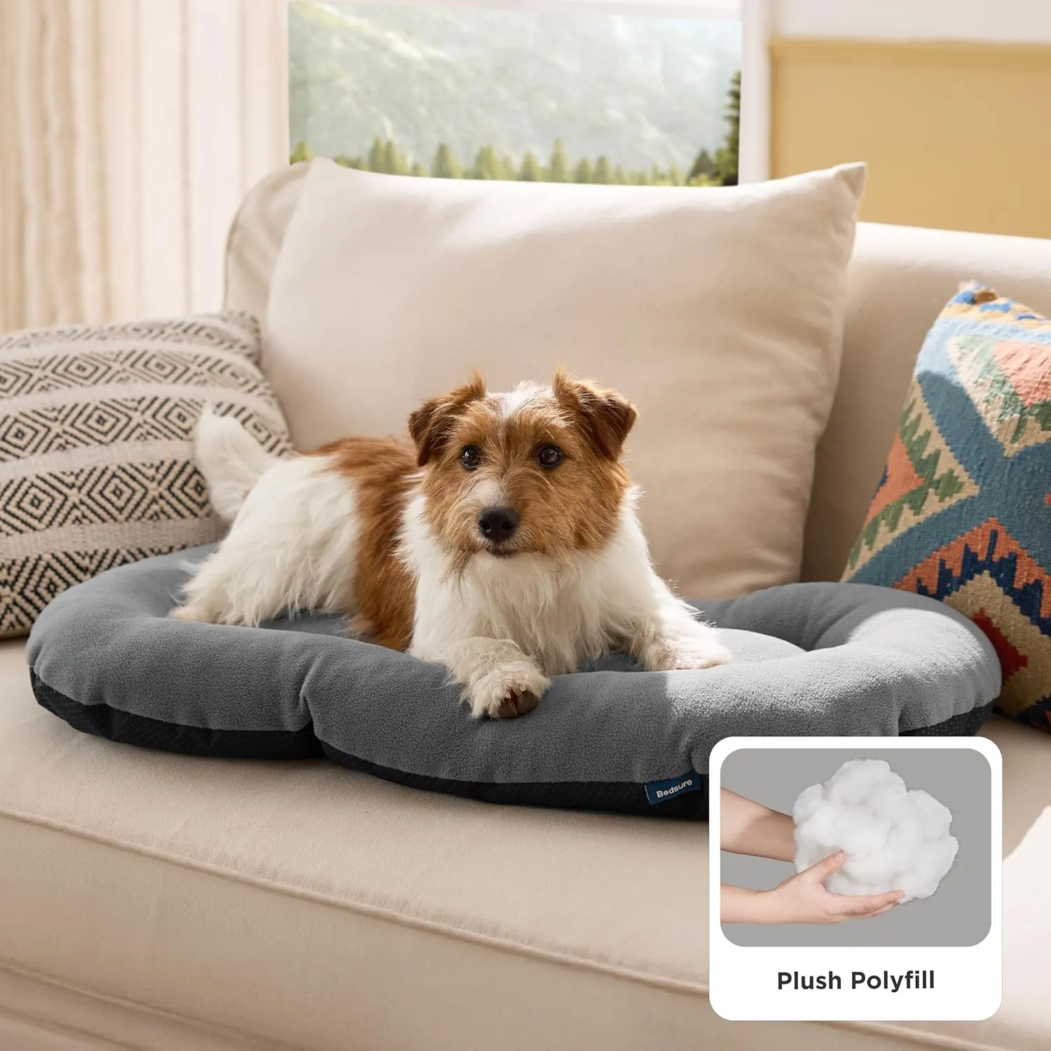 Bedsure Washable Dog Crate Pad for Small Dogs, Flat Puppy Kennel Dog Bed for Crate, Ultra Soft Fleece Pet Sleeping Mat with Non-Slip Bottom, Light Grey 23"x17"