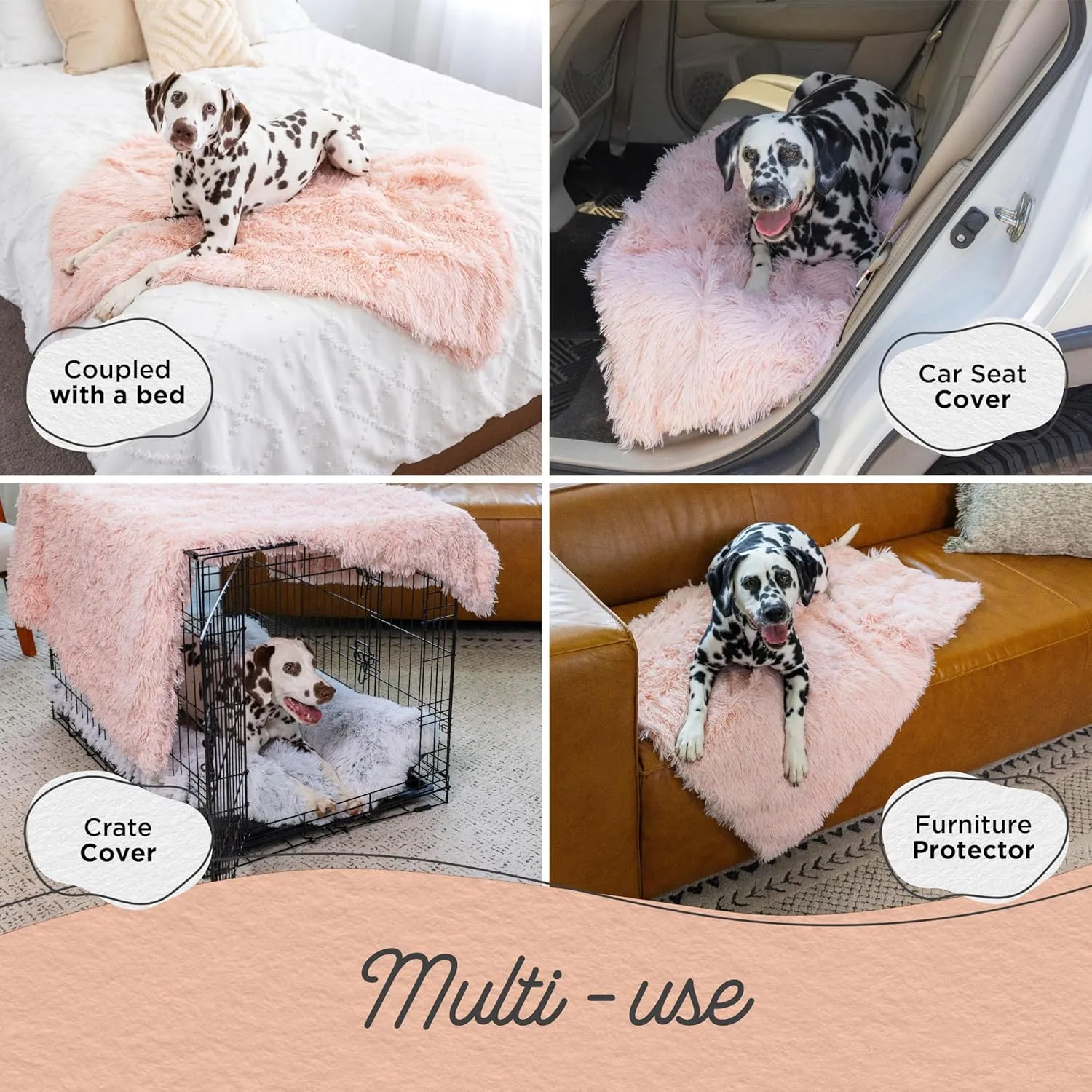 Best Friends by Sheri Calming Shag Dog Blanket  Ultra Soft Faux Fur Pet Throw, Anxiety-Relief, Lightweight Warm Bed Cover for Dogs and Cats, Machine Washable, Cotton Candy Pink, 30" x 40"