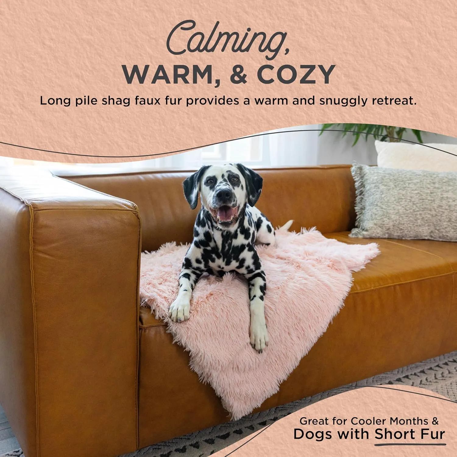 Best Friends by Sheri Calming Shag Dog Blanket  Ultra Soft Faux Fur Pet Throw, Anxiety-Relief, Lightweight Warm Bed Cover for Dogs and Cats, Machine Washable, Cotton Candy Pink, 30" x 40"