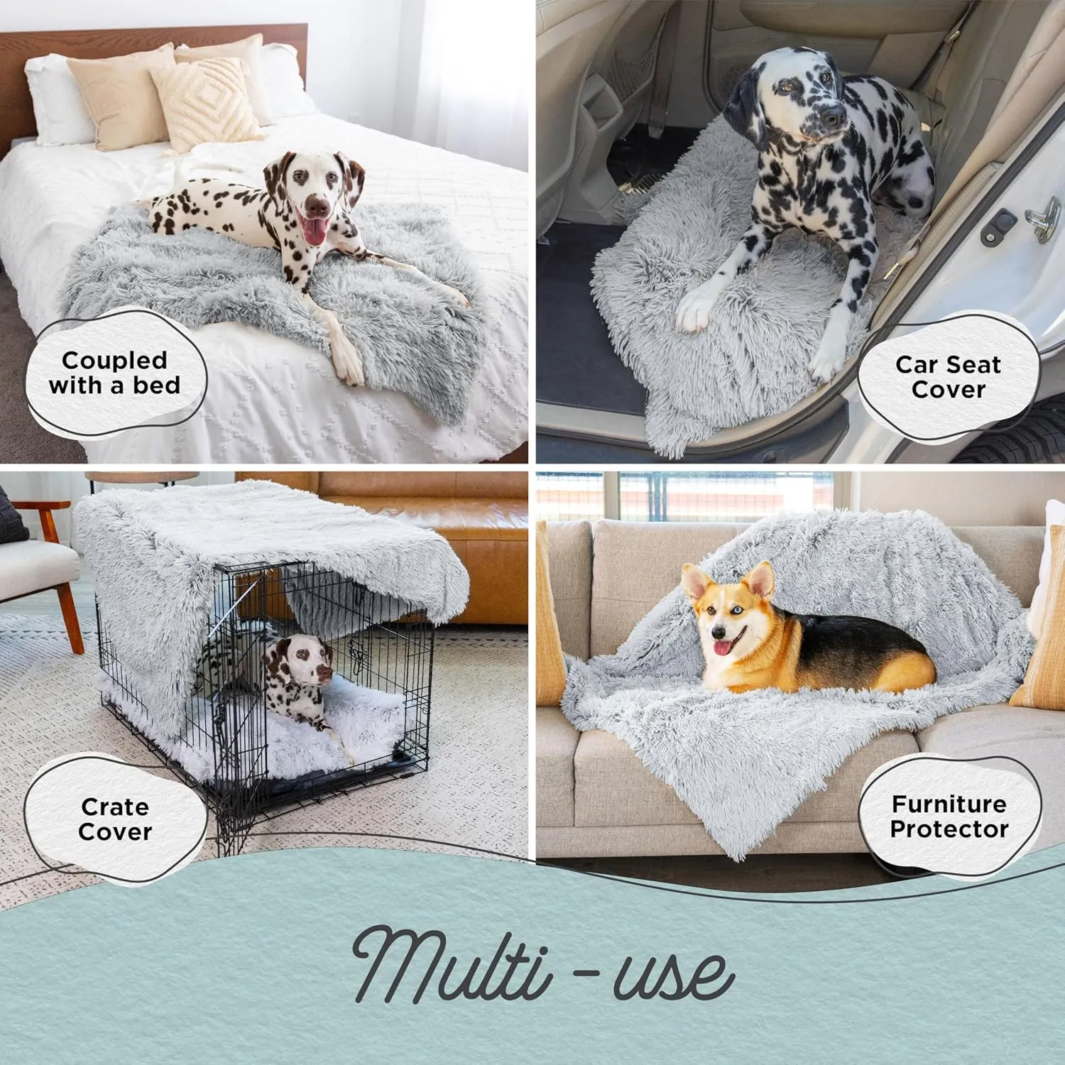 Best Friends by Sheri Calming Shag Dog Blanket  Ultra Soft Faux Fur Pet Throw, Anxiety-Relief, Lightweight Warm Bed Cover for Dogs and Cats, Machine Washable, Frost Gray, 30" x 40"