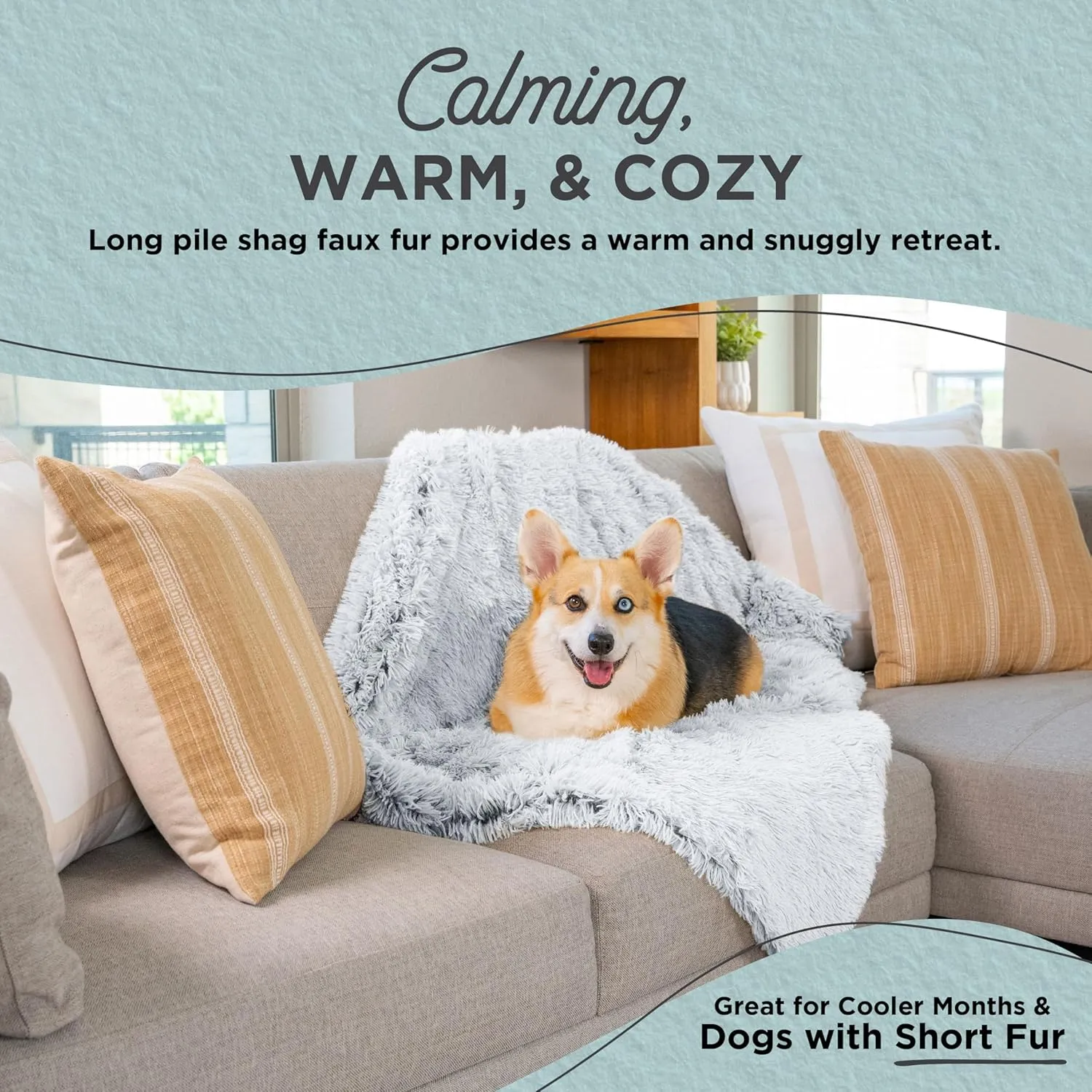 Best Friends by Sheri Calming Shag Dog Blanket  Ultra Soft Faux Fur Pet Throw, Anxiety-Relief, Lightweight Warm Bed Cover for Dogs and Cats, Machine Washable, Frost Gray, 30" x 40"