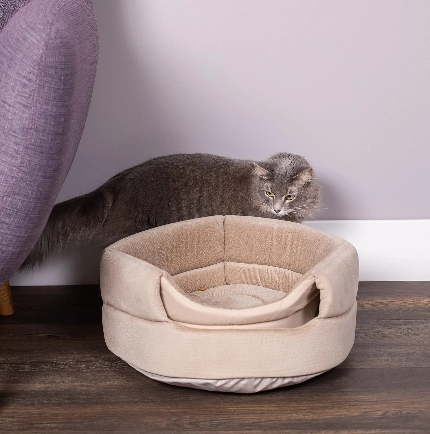 BIRDROCK HOME 2 in 1 Pet Bed for Cats or Small Dogs - Cozy Cat Cave or Plush Dog Bed - Indoor Teepee House for Pets (15 Inch Wide, Beige)