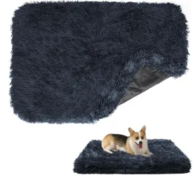 Calming Dog Bed Cover - Washable Large Fluffy Plush Replacement, Waterproof Dog Bed Liner, Pet Bed Cover with Zipper 35x23x3.5 Inches, Black, Cover Only