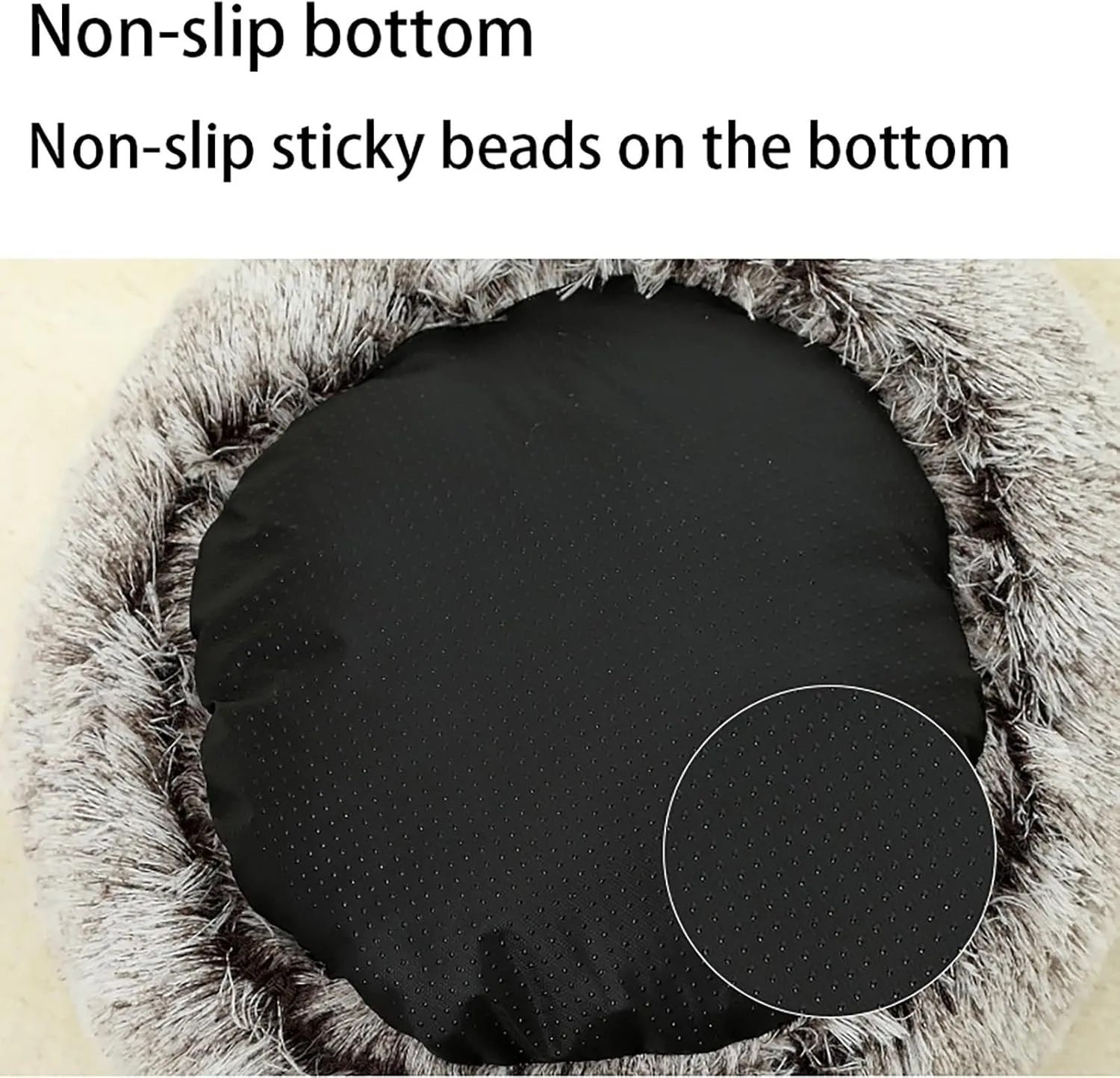Calming Dog Bed Fluffy Plush Pet Bed Donut Cuddler Nest Warm Soft Plush Dog Cat Cushion with Cozy Sponge Non-Slip Bottom Washable Anti Anxiety Small Medium Dog Bed with Cave