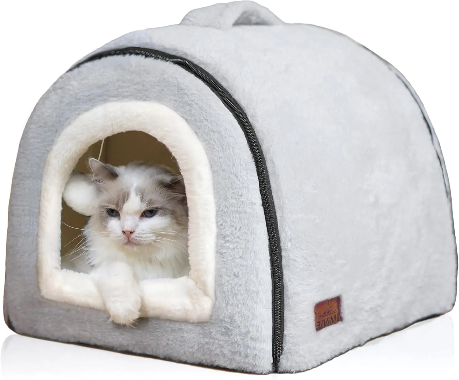 Cat Bed for Indoor CatsFoldable cat caveAnti-Slip & Water-Resistant Bottomcat Houses for Indoor Cats or Small Dogs, Kitten Tent, Rabbit Bed2 in 1 pet Bed (Grey)