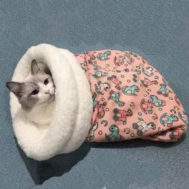 Cat Bed Sleeping Bag for Indoor Cats - Pet Slipper Cave Bed for Indoor Cats and Small Dogs, Cozy & Soft Plush, Anti-Slip & Durable, Washable for Kittens and Puppies Under 15 lbs (Pink)