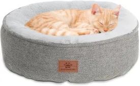 Cat Beds for Indoor Cats,Kitten Bed,Dog Bed for Extra Small Dogs Breeds,Puppy Kennel Bed, Comfy Durable Pet Sleeping Bed, Washable Roun Cat Bed & Non-Slip Bottom, Size 18"L x 18"W x 6.5"Th