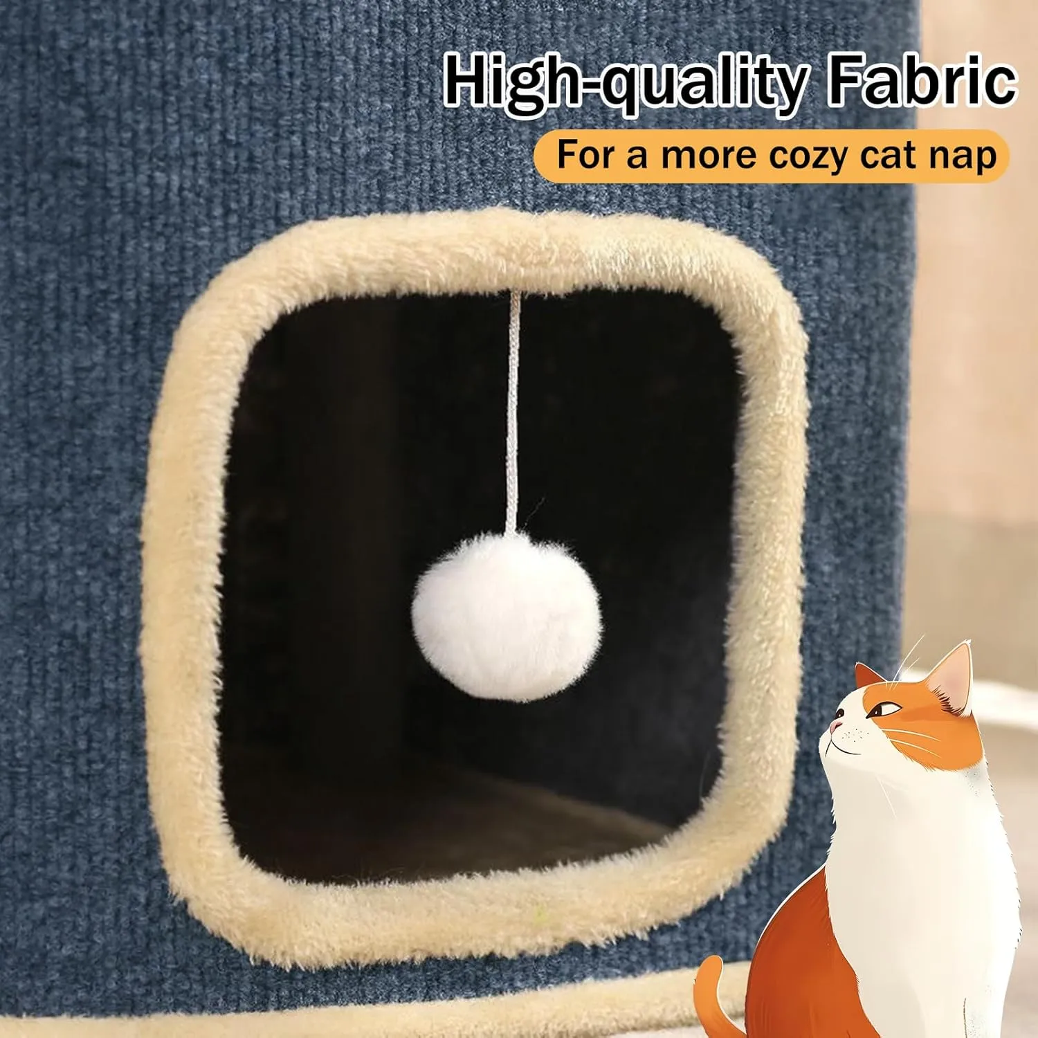 Cat House for Indoor Cat Beds, Multi-Level Cat Condo Foldable Cat Cave (3-Level)