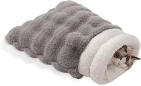Cat Sleeping Bag 4 in 1 Function Snuggle Bag Blanket Mat Cozy Soft Warm & Washable (Small Cats) Cave Grey 21  17 Inch