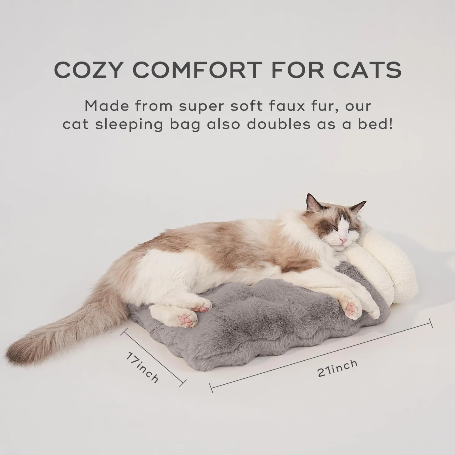 Cat Sleeping Bag 4 in 1 Function Snuggle Bag Blanket Mat Cozy Soft Warm & Washable (Small Cats) Cave Grey 21  17 Inch