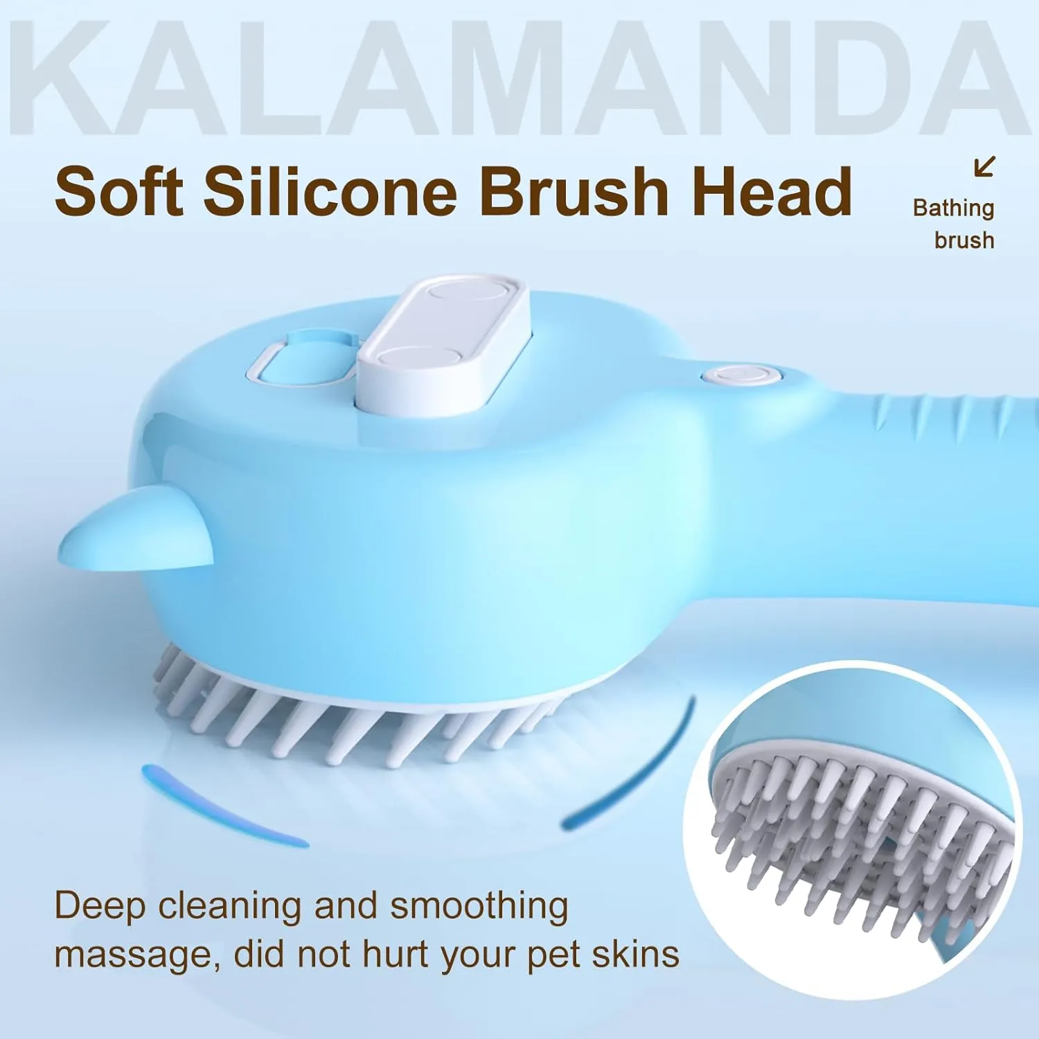Cat Steam Brush for Shedding, 4 in 1 Steamy Cat Comb with Handle, Rubber Pet Misting Brush with Release Button for Indoor Kittens Small Animals(Blue)