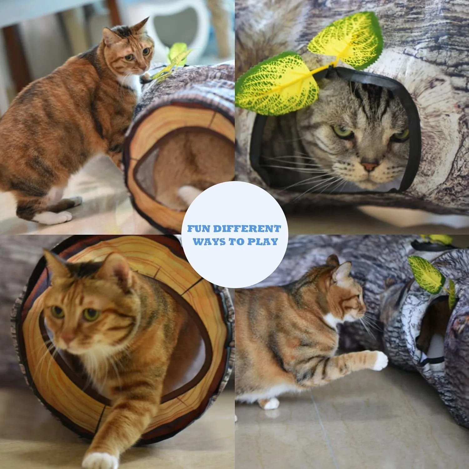 Cat Tunnels for Indoor Cats, Cat Tunnel Toys, Cat Stuff Accessories for Large Cats Kitten and Other Small Animals to Chase and Play, Foldable & Easy to Store, Cat Tube Toys L 59"