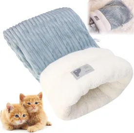 Cat Winter Sleeping Bag, Cat Bed Cave Sleeping Bag, Cat Sleeping Bag, 360Wrap Comfortable Pet Snuggle Sack, Soft Plush Large Cat Sack - Size MGray Blue