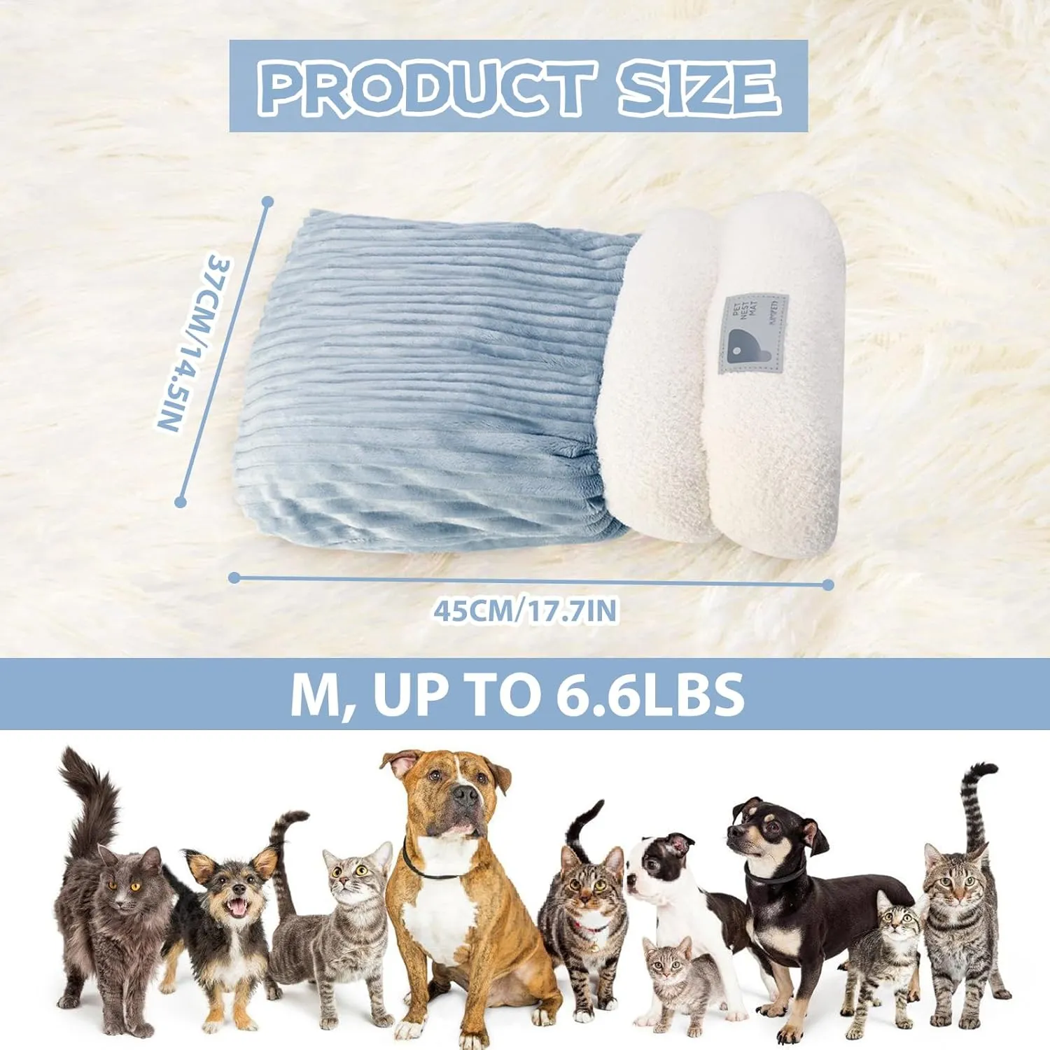 Cat Winter Sleeping Bag, Cat Bed Cave Sleeping Bag, Cat Sleeping Bag, 360Wrap Comfortable Pet Snuggle Sack, Soft Plush Large Cat Sack - Size MGray Blue