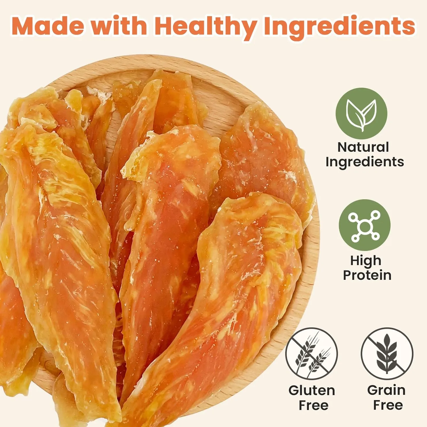 Chicken Jerky Dog Treats 10.6 OZ - High Protein Meat Pet Snacks - Dried Strips Chews for Training Small & Large Dogs