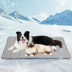 Chicute Dog Cooling Mat for Large Dogs - 47x29 Orthopedic Memory Foam Pet Pad for Summer, QMAX>0.5, Washable Premium Comfort Crate Pad for Your Furry Companion, Grey